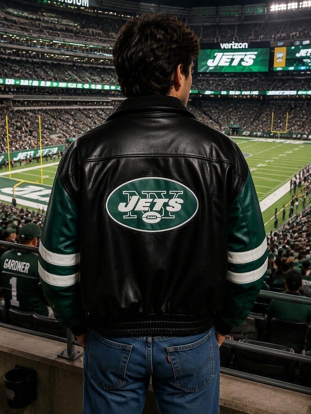 Men's NFL New York Jets Faux Leather Jacket XXL